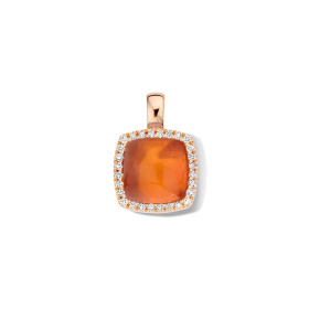 Pendentif One More Pendentif Pantelleria quartz agate orange et Diamants Or Rose