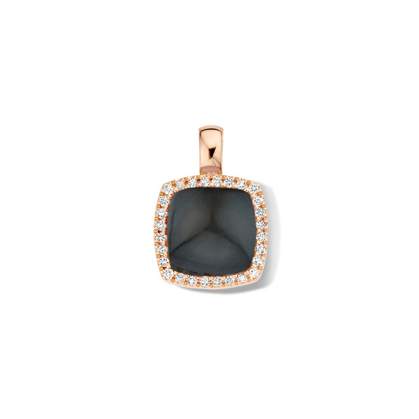 Pendentif One More Pendentif Pantelleriaquartz obsidienne arc ciel+dia Or Rose