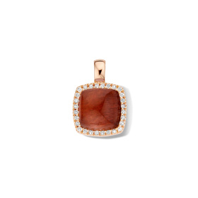 Pendentif One More Pendentif Pantelleria quartz oeil de tigre rouge et dia Or Rose