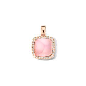 Pendentif One More Pendentif Pantelleria quartz rose nacre et Diamants Or Rose