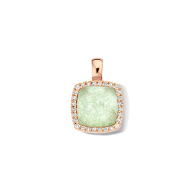 Pendentif One More Pendentif Pantelleria cristal de roche+aventurine+Diamants Or Rose