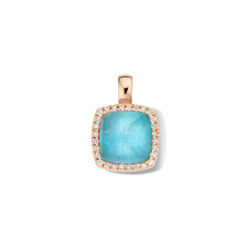 Pendentif One More Pendentif Pantelleria avec quartz amazonite et Diamants Or Rose