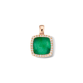 Pendentif One More Pendentif Pantelleriacristal de roche+quartz verte+Diamants Or Rose