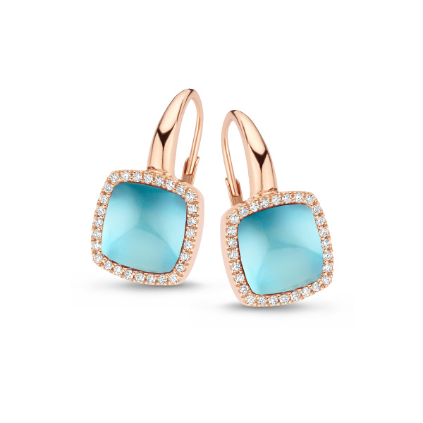 Boucles d'oreilles One More Boucles d'or. Pantelleria topaze SWB nacre et Diamants Or Rose
