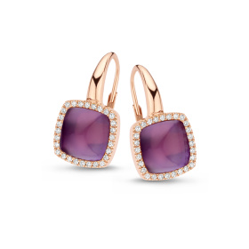 Boucles d'oreilles One More Boucles d'or. Pantelleria améthyste nacre et Diamants Or Rose