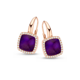 Boucles d'oreilles One More B.d'or Pantelleria quartz et sugilite nacre et Diamants Or Rose