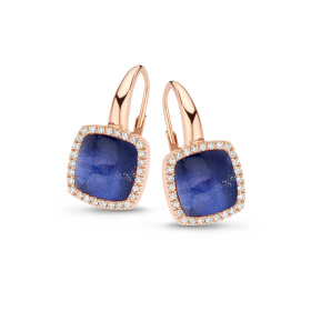 Boucles d'oreilles One More Boucles d'or. Pantelleria avec quartz sodalite et Diamants Or Rose