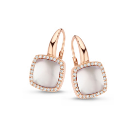 Boucles d'oreilles One More B. d'or. Pantelleria topaze blanche nacre et Diamants Or Rose