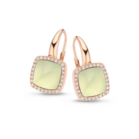 Boucles d'oreilles One More Boucles d'or. Pantelleria préhnite nacre et Diamants Or Rose