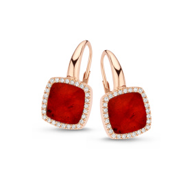 Boucles d'oreilles One More B. d'or. Pantelleria quartz et rubis nacre et Diamants Or Rose