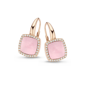 Boucles d'oreilles One More B. d'or. Pantelleriaquartz+rhodochrosite+nacre et Diamants Or Rose