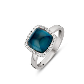Bague One More  Pantelleria topaze London Blue nacre et Diamants Or Blanc