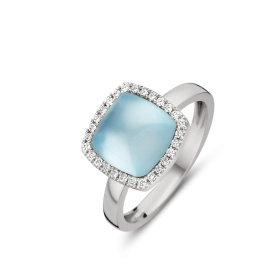 Bague One More  Pantelleria topaze Sky Blue nacre et Diamants Or Blanc