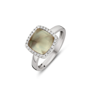 Bague One More  Pantelleria prasiolite nacre et Diamants Or Blanc