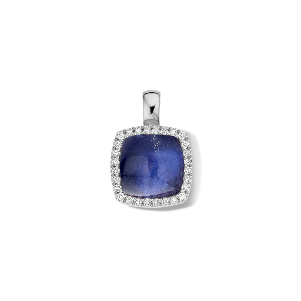 Pendentif One More Pendentif Pantelleria avec quartz sodalite et Diamants Or Blanc
