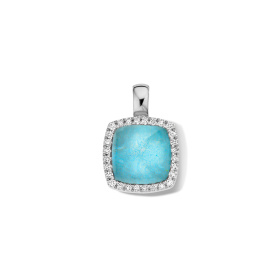 Pendentif One More Pendentif Pantelleria avec quartz amazonite et Diamants Or Blanc