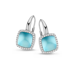 Boucles d'oreilles One More Boucles d'or. Pantelleria topaze SWB nacre et Diamants Or Blanc