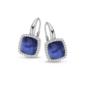 Boucles d'oreilles One More B. d'or. Pantelleria avec quartz sodalite et Diamants Or Blanc