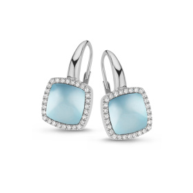 Boucles d'oreilles One More Boucles d'or. Pantelleria topaze SB nacre et Diamants Or Blanc