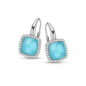 Boucles d'oreilles One More B. d'or. Pantelleria avec quartz amazonite et Diamants Or Blanc