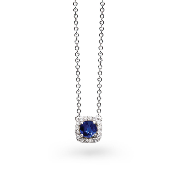 Collier One More  Salina saphir bleu et Diamants Or Blanc