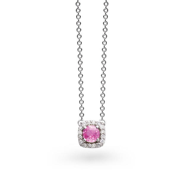 Collier One More  Salina saphir rose et Diamants Or Blanc
