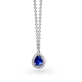 Collier One More  Salina saphir bleu et Diamants Or Blanc