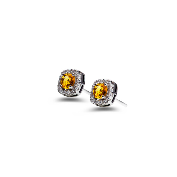 Boucles d'oreilles One More  saphirs jaunes et Diamants Or Blanc