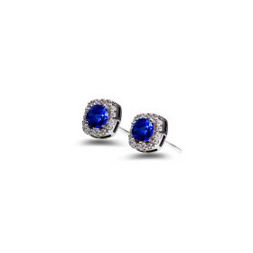 Boucles d'oreilles One More  Salina saphirs bleus et Diamants Or Blanc