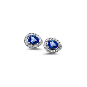 Boucles d'oreilles One More  Salina saphirs bleus et Diamants Or Blanc