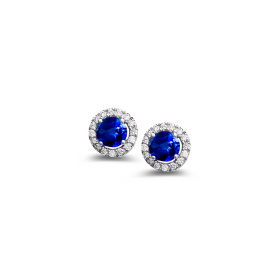Boucles d'oreilles One More  Salina saphirs bleus et Diamants Or Blanc