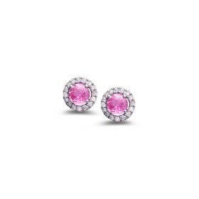 Boucles d'oreilles One More  Salina saphirs roses et Diamants Or Blanc