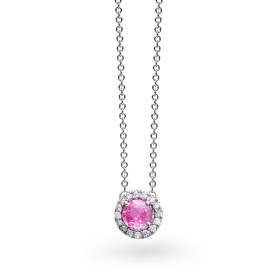Collier One More  Salina saphir rose et Diamants Or Blanc