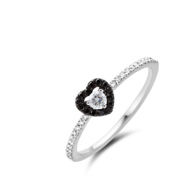 Bague One More  Salina Diamants blancs et noirs Or Blanc