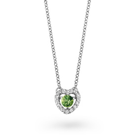 Collier One More  Salina saphir vert et Diamants Or Blanc