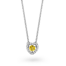 Collier One More  Salina saphir jaune et Diamants Or Blanc