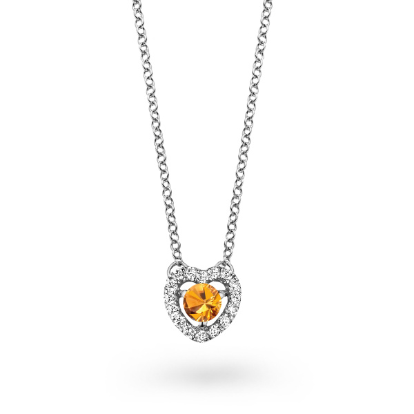 Collier One More  Salina saphir orange et Diamants Or Blanc