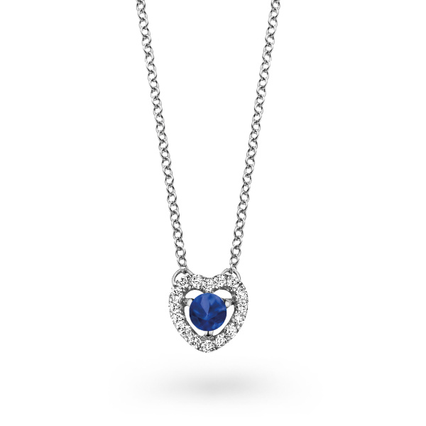 Collier One More  Salina saphir bleu et Diamants Or Blanc