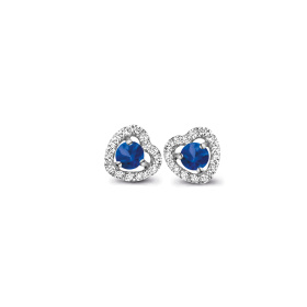 Boucles d'oreilles One More  Salina saphir bleu et Diamants Or Blanc