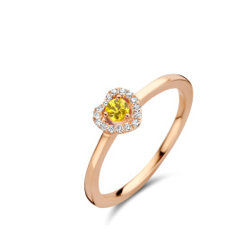 Bague One More  Salina saphir jaune et Diamants Or Rose