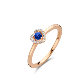 Bague One More  Salina saphir bleu et Diamants Or Rose