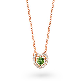 Collier One More  Salina saphir vert et Diamants Or Rose