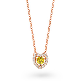 Collier One More  Salina saphir jaune et Diamants Or Rose
