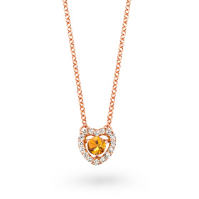 Collier One More  Salina saphir orange et Diamants Or Rose