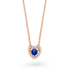 Collier One More  Salina saphir bleu et Diamants Or Rose