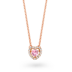Collier One More  Salina saphir rose et Diamants Or Rose