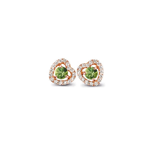 Boucles d'oreilles One More  Salina saphir vert et Diamants Or Rose
