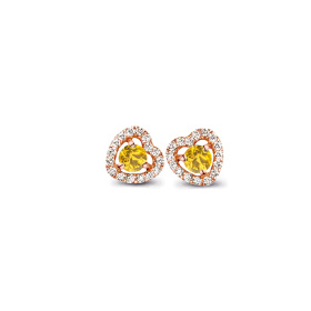 Boucles d'oreilles One More  Salina saphir jaune et Diamants Or Rose
