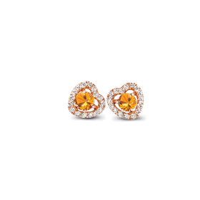 Boucles d'oreilles One More  Salina saphir orange et Diamants Or Rose