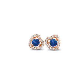 Boucles d'oreilles One More  Salina saphir bleu et Diamants Or Rose